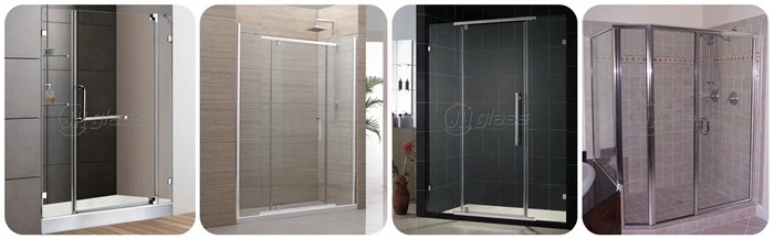 4-10mm Clear Float Polish Edge Frosted Tempered Glass for Shower Enclosure