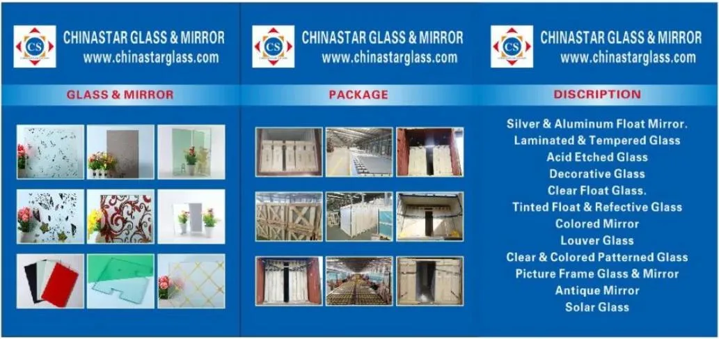 Hot Clear Float Glass/Ultra Clear Glass/Tinted Glass/Reflective Glass/Patterned Glass/Building Glass for Door and Window