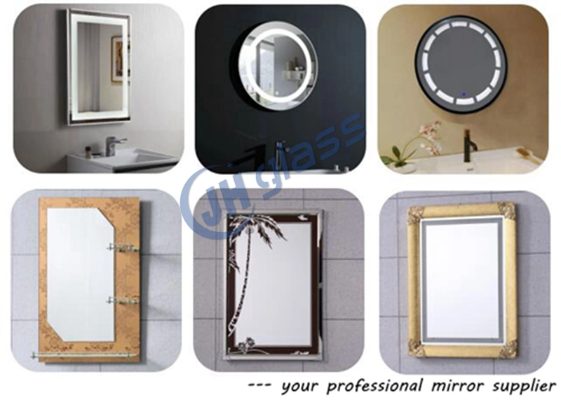 Wholesale Factory Home Decoration Wall Mounted Double Layer Cosmetice Make up Home Decorative Vanity Mirror Furniture Shelf Mirror Resin Bathroom Mirror
