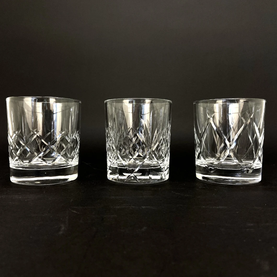 Old Fashioned Carved Patterns Crystal Decorative Glassware Hand Cut Whisky Glass