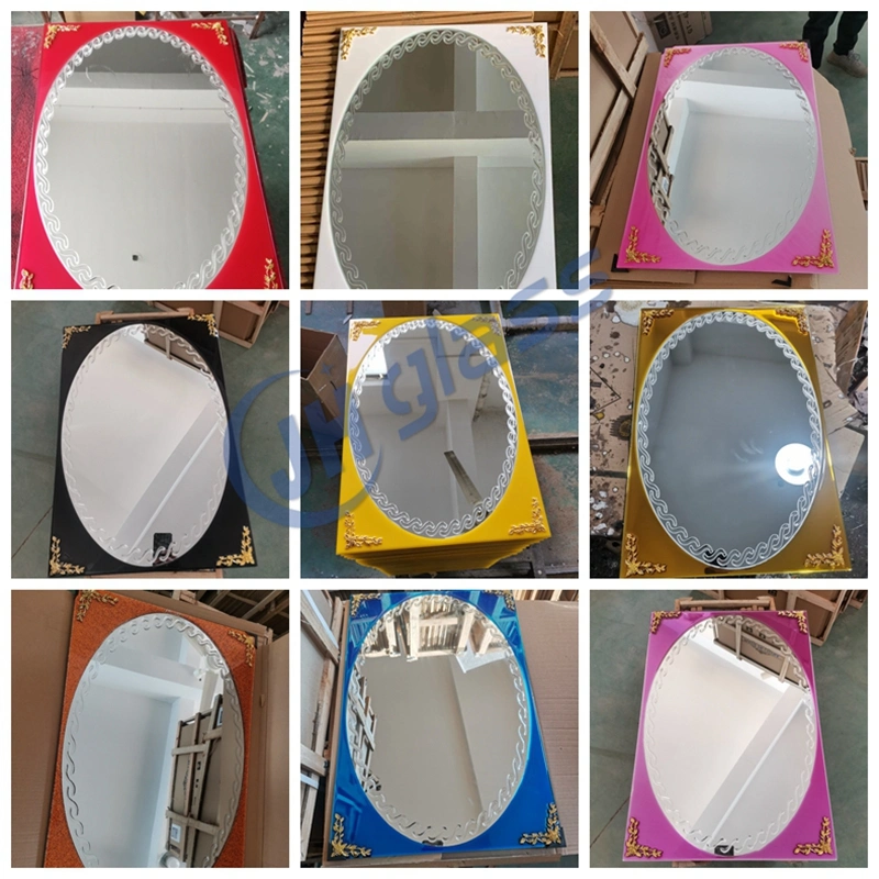Wholesale Factory Home Decoration Wall Mounted Double Layer Cosmetice Make up Home Decorative Vanity Mirror Furniture Shelf Mirror Resin Bathroom Mirror
