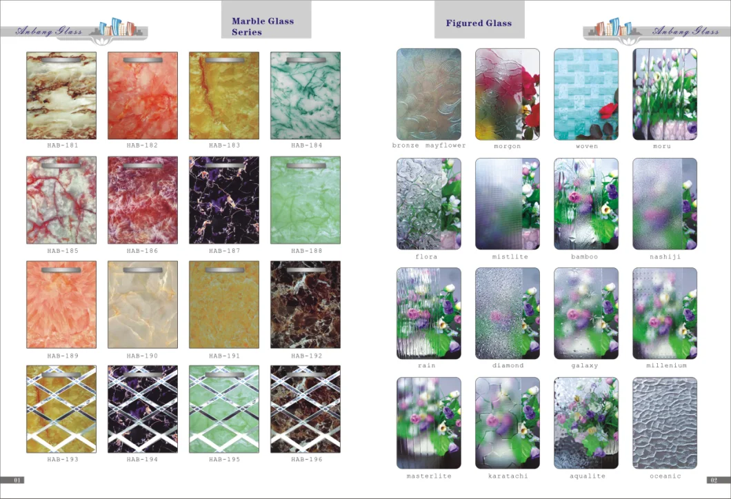 3mm, 4mm, 5mm, Building Nashiji, Karatachi, Flora Pattern Glass